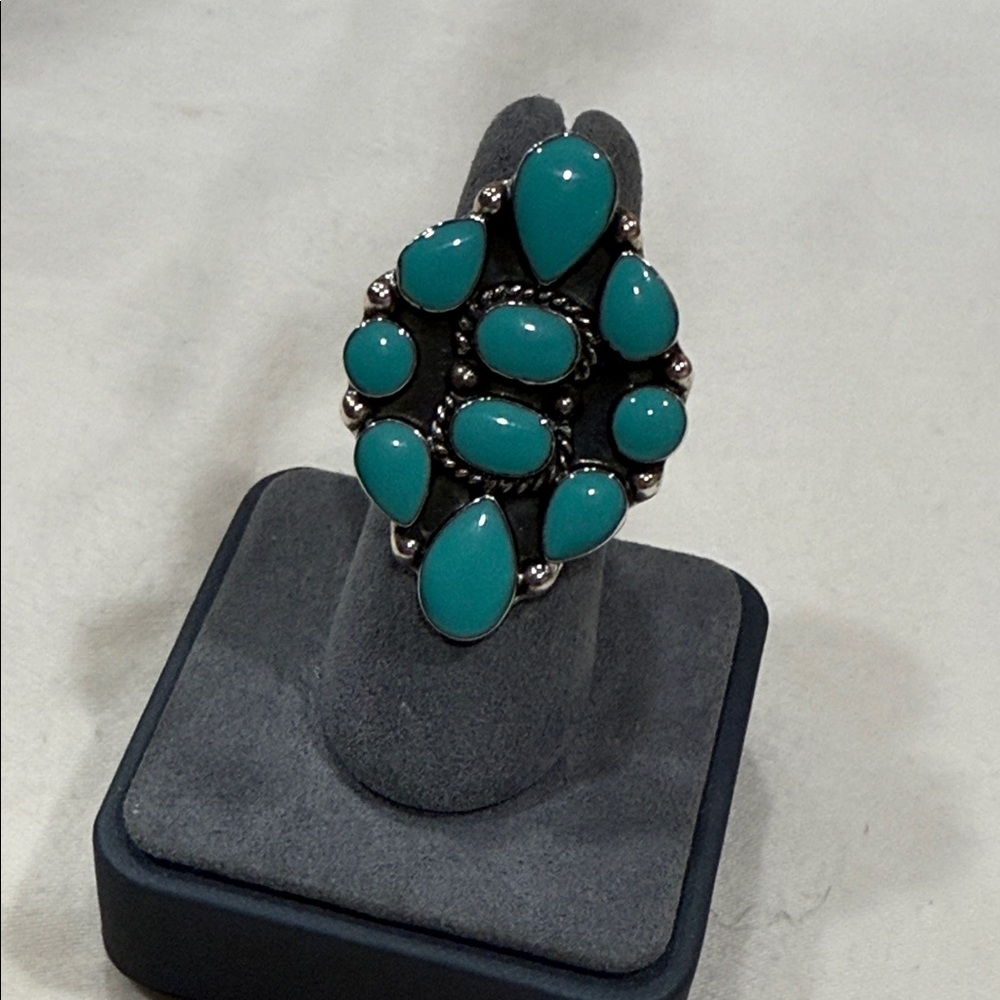 Sterling Silver Turquoise Cluster Ring